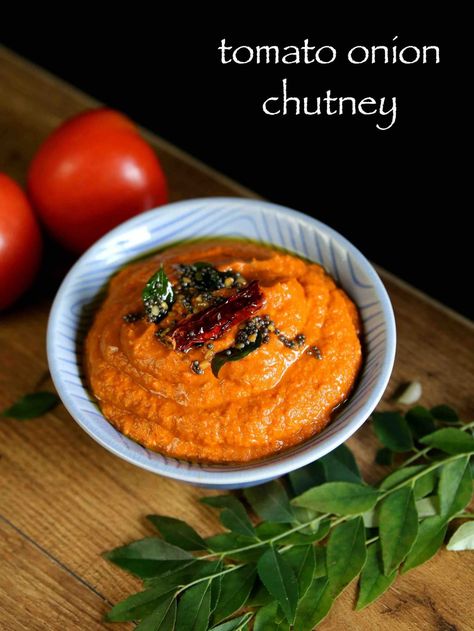 onion tomato chutney recipe Onion Tomato Chutney Recipe, Onion Chutney Recipe, Indian Chutney Recipes, Tomato Chutney Recipe, Onion Chutney, Recipe Tomato, Ramzan Special, Breakfast Recipes Indian, Tomato Chutney