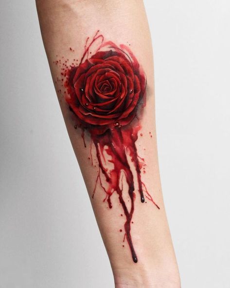 Blood Tattoo, Red Rose Tattoo, Rose Tattoo, Tattoo On, Red Rose, Tattoos, Red