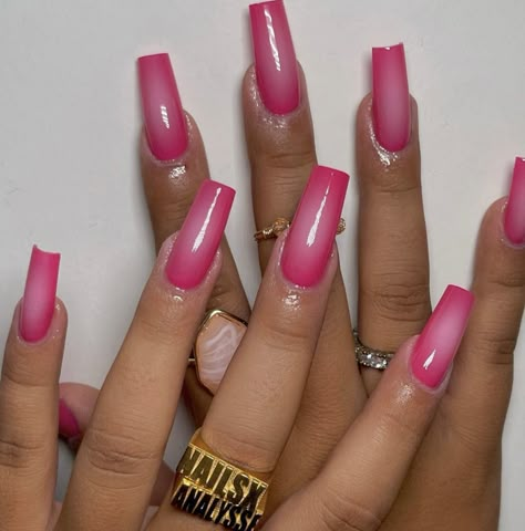 Flashy Pink Nails, Hot Pink Baddie Nails, Prom Nails Hot Pink, Square Hot Pink Nails, Hot Pink Square Acrylic Nails, Hot Pink Acrylic Nails Coffin, White And Hot Pink Nails, Nail Inspo Hot Pink, Hot Pink And Silver Nails