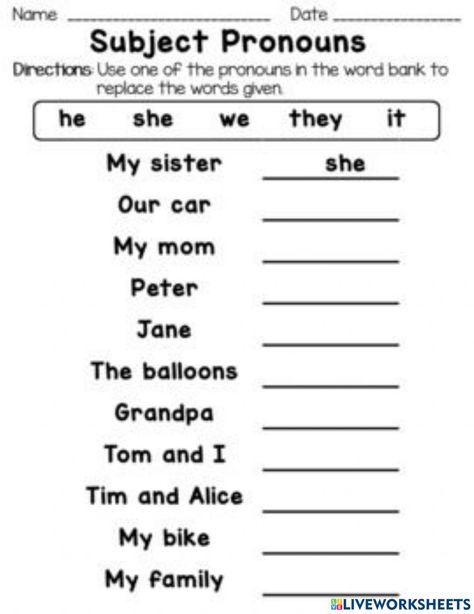 Subject Pronoun Worksheet, Subject And Object Pronouns Worksheets, Object Pronouns Worksheets, Subject Pronouns Worksheet, Subject And Object Pronouns, English Pronouns, Personal Pronouns Worksheets, Pronouns Worksheet, Subject Pronouns