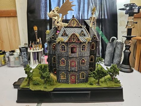 💲Dollar Tree Fanatics Crafts & Decor💲 | Hello everyone,  I thought I'd try and see if I could build a haunted castle out of the Dollar Tree doll houses that you find in the toy section | Facebook Dollar Tree Haunted House, Haunted Castle, Crafts Decor, Doll Houses, Haunted House, Dollar Tree, Hello Everyone, Doll House, Castle