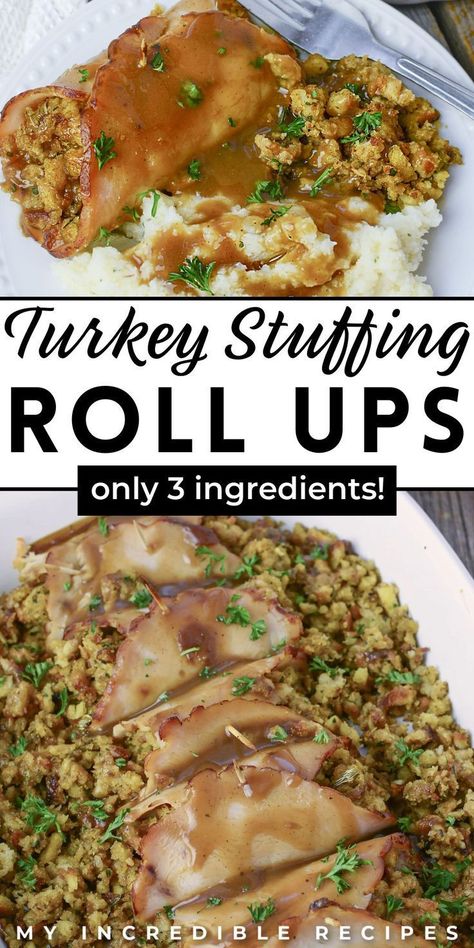 Turkey stuffing roll-ups are a quick and easy homemade meal that transforms Thanksgiving leftovers into a delicious dinner or lunch option for the fall season. These simple yet flavorful roll-ups bring together the essence of Thanksgiving with savory stuffing, rolled inside slices of tender turkey, creating a convenient and satisfying dish. Enjoy the taste of autumn in every bite with this effortless way to repurpose your holiday feast. Try these today. Turkey Stuffing Roll Ups, Stuffing Roll Ups, Stuffing Rolls, Thanksgiving Turkey Stuffing, Turkey Rolls, Turkey Lunch Meat, Turkey Roll Ups, Thanksgiving Side Dishes Easy, Best Thanksgiving Recipes