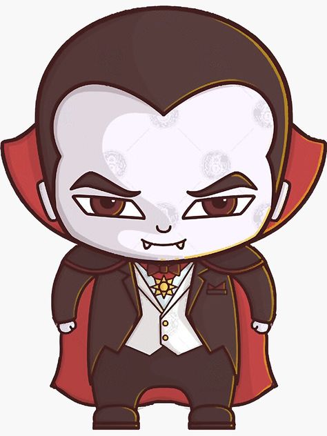 "CHIBI DRACULA HALLOWEEN " Sticker for Sale by GittlerKeily | Redbubble Chibi Michael Myers, Dracula Drawing Easy, Horror Chibi Characters, Chibi Halloween, Dracula Cartoon Art, Dracula Cartoon, Vampire Stickers, Horror Cartoon, Halloween Stickers