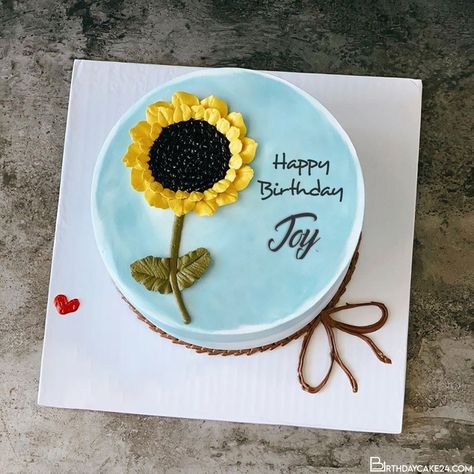 Happy Sunflowers Birthday Cake With Name Sunflower Cake Designs Birthday, Sunflower Birthday Cake For Women, Birthday Cake Sunflower, Sunflower Cake Birthday, Sunflowers Birthday, Birthday Cake With Name Edit, Sunflower Birthday Cakes, Bbq Baby Shower Decorations, Write Name On Birthday Cake