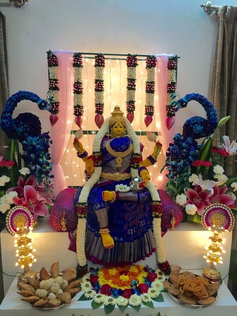 Varamalakshmi Decoration, Backdrop For Varamahalakshmi, Gouri Pooja Decoration, Lakshmi Puja Decoration At Home, Mahalakshmi Decoration At Home, Lakshmi Decoration At Home, Varamahalakshmi Decoration Ideas At Home, Laxmi Puja Decoration At Home, Lakshmi Pooja Decoration Ideas