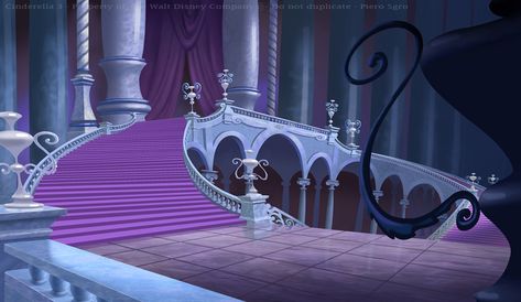 Cinderella Staircase, Cinderella 3, Animation Storyboard, Animation Movies, Images Disney, Mid Century Illustration, Disney Background, Cinderella Castle, Fantasy Castle