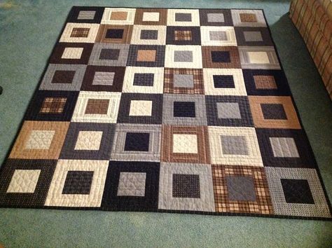 Brown Quilts Color Combos, Dark Green Quilt, Quilts For Men, Quilts For Men Patterns, Guy Quilts, Masculine Quilts, Modern Quilting Designs, Big Block Quilts, Sunflower Quilts