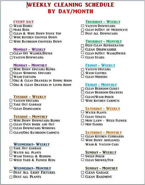 Daily Chores Checklist, Monthly Cleaning List, Household Cleaning Schedule, Daily Cleaning Schedule, Monthly Cleaning Schedule, Monthly Cleaning, Cleaning Schedules, Cleaning Schedule Printable, Clean House Schedule