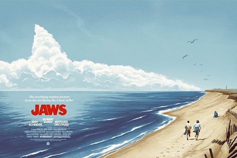 Classic Movie Posters Art, Jaws Film, Jaws Movie Poster, Mondo Posters, Alamo Drafthouse, Jaws Movie, Classic Movie Posters, Movie Posters Design, Pop Culture Art