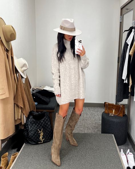 Tall Boots Outfit Winter, Tall Cowboy Boots Outfit, Cowboy Boots Outfit Winter, Dress And Cowboy Boots Outfit, Suede Boots Outfit, Tall Boots Outfit, Everyday Outfits Fall, Mia Mia Mine, My 2023