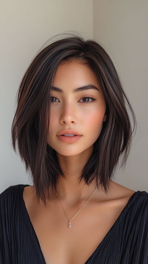 ✨ Revolutionize the Glamorous Long Aline Bob Lob Haircuts | Magnificent 🌹 Shoulder Length Haircut Asian, Long Bob Asian, Asian Shoulder Length Hair, Asian Hair Lob, Long Aline Bob, Asian Hair Bob, Haircuts With Balayage, A Line Long Bob, Long Aline