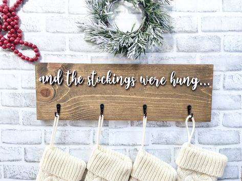 Stocking Sign Hanger, And The Stockings Were Hung, And The Stockings Were Hung Sign, Hanging Stockings On Wall, The Stockings Were Hung Sign, Stockings Were Hung Sign, Stocking Wall Hanger, Wooden Stocking, Keyhole Hangers