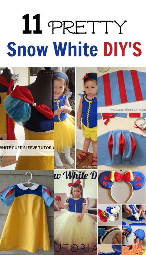 Today I have rounded up 11 pretty snow white DIY'S to get you started on sewing or creating your costumes. Perfect for Halloween, Disney trips or everyday! Super Woman Costume, Woman Costume Diy, Diy Snow White Costume, Pretty Snow, Snow White Dresses, Snow White Costume, Trendy Sewing Projects, White Costume, Snow White Party