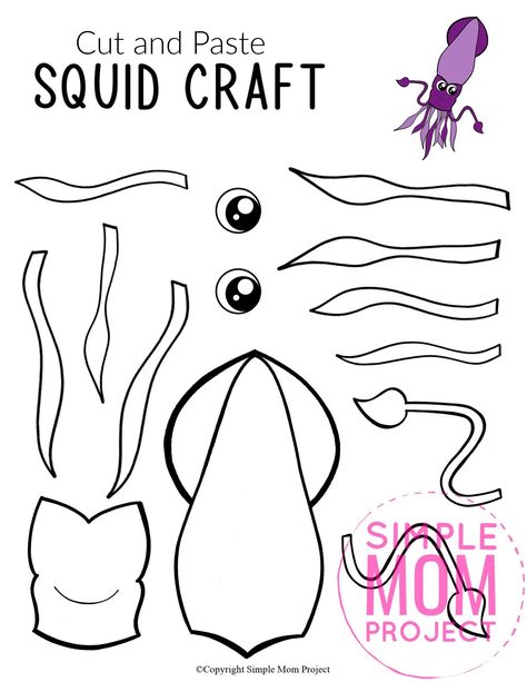 This easy giant squid craft is perfect diy ocean themed craft for kids of all ages including preschoolers and toddlers! Use our free printable squid template and get this paper arts and craft idea started! #squid #squidcraft #oceananimal #oceananimalcrafts #SimpleMomProject Ocean Animals Activities, Homeschooling Lessons, Sea Animal Crafts, Squid Girl, Ocean Animal Crafts, Giant Squid, Animal Craft, Beach Themed Crafts, Craft Templates