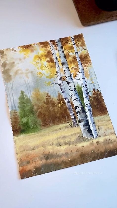 Loose Watercolor Landscape, Moody Autumn, Landscape Painting Watercolor, Loose Watercolor Paintings, Tree Watercolor Painting, Painting Trees, Learn Watercolor Painting, Landscape Painting Tutorial, Watercolor Blog