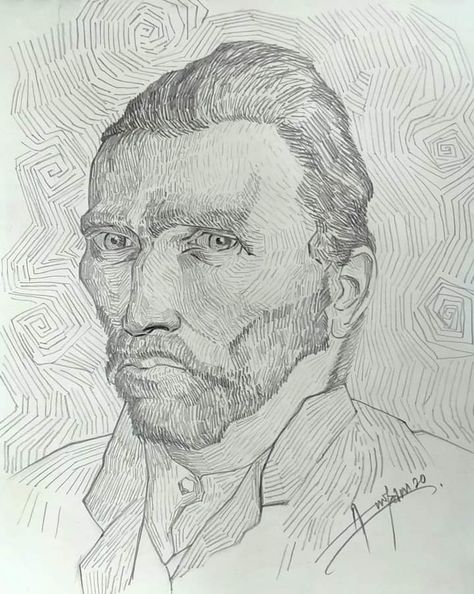 My #Drawing #Vincent_Willem_Van_Gogh  #Pencil #Hatching_CrossHatching Van Gogh Portrait Drawing, Vincent Van Gogh Drawings Pencil, Van Gogh Drawings Pencil, Pencil Hatching, Pencil Art For Beginners, Van Gogh Drawings, Vincent Willem Van Gogh, Pencil Portraits, Pencil Shading