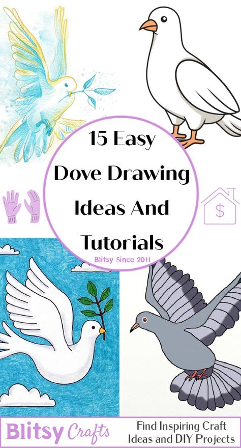 Dove Images Drawings, How To Draw A Dove Step By Step, Easy Dove Drawing, How To Draw A Dove, Dove Paintings, Dove Bird Art, Dove Sketches, Dove Outline, Dove Drawing