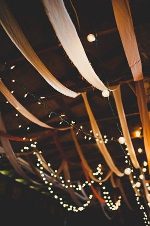 Hanging Beam, Fabric Streamers, Speakeasy Wedding, Speakeasy Party, Garage Party, Garage Ceiling, Barn Party, Barn Parties, Barn Dance