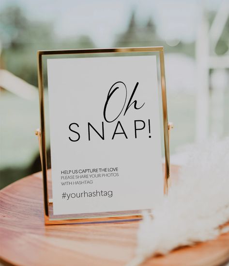 Oh Snap Sign Wedding Sign Template Wedding Hashtag Sign - Etsy Wedding Alcohol Sign, Salad Wedding, Alcohol Wedding, Wedding Bathroom Signs, Wedding Alcohol, Alcohol Signs, Wedding Hashtag Sign, Hashtag Sign, Tafel Decor