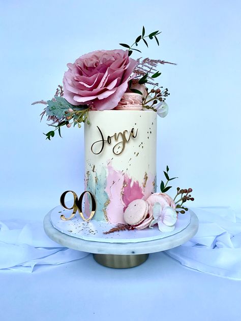 18th Birthday Cake Designs, Cake Samples, Layered Cakes, Birthday Cake For Mom, Single Tier Cake, 70th Birthday Cake, 80 Birthday Cake, Decorative Cakes, Buttercream Cake Decorating