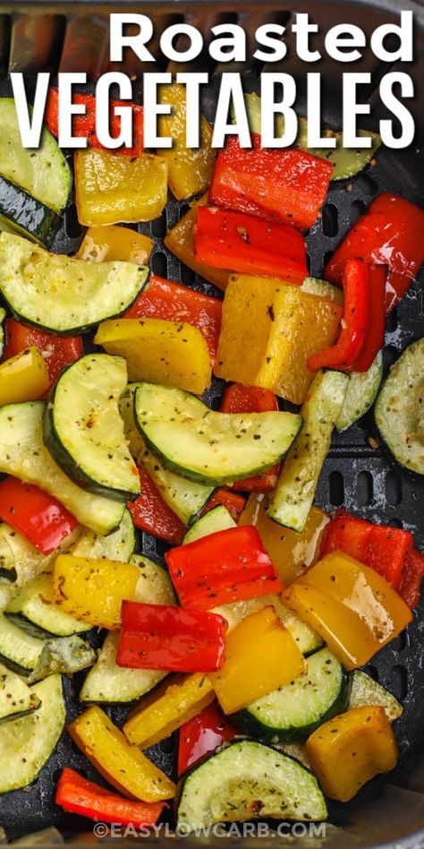 Air Fryer Roasted Vegetables, Air Fried Vegetable Recipes, Air Fryer Vegetables, Zucchini Mushrooms, Healthy Air Fryer, Veggie Fries, Roasted Vegetable Recipes, Air Fryer Oven Recipes, Air Fry Recipes