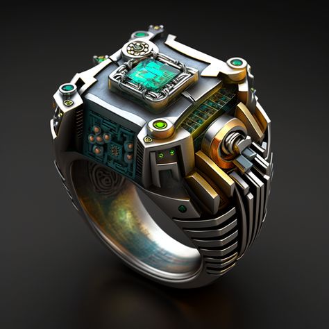 Cyberpunk ring Cyberpunk Bracelet, Fantasy Rings Magic, Tech Ring, Cyberpunk Jewelry, Fantasy Rings, Cyberpunk Tech, Techno Gadgets, Fantasy Ring, Anvils