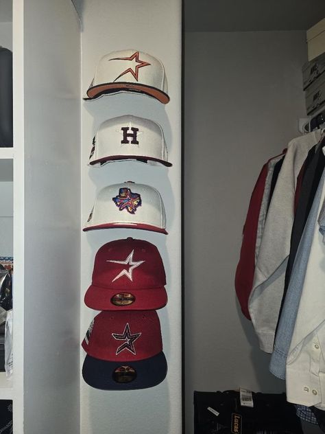 Hat Holder, Baseball Cap Holder Mount, Hat Collection Display - Etsy Baseball Hat Organization, Hat Collection Display, Baseball Hat Display, Baseball Cap Holder, Baseball Hat Storage, Organize Baseball Hats, Redesign Ideas, Hat Shelf, Cap Holder