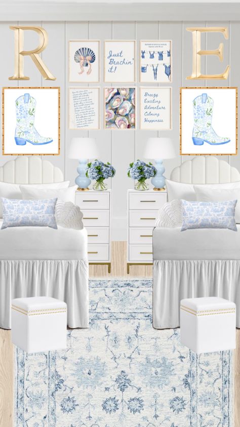 coastal granddaughter room inspo #roomdecor #preppy #coastalgrandaughtter #coastal #dorm #dorminspo Room Ideas Aesthetic Preppy, Room Ideas Color Schemes, Preppy Dorm Room Ideas, Room Ideas Color, College Dorm Room Ideas Aesthetic, Dorm Room Ideas Aesthetic, Single Dorm Room, Dorm Room Color Schemes, Dorm Room Themes