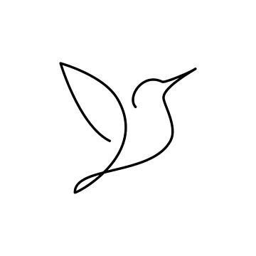 "The hummingbird, one line drawing" Mounted Print for Sale by Elis-Art | Redbubble Line Bird Tattoo Simple, Simple Line Hummingbird Tattoo, One Line Hummingbird Tattoo, Line Art Tattoos Simple, Hummingbird Line Art, One Line Hummingbird, Hummingbird Drawing Simple, Hummingbird Outline, Fine Line Hummingbird Tattoo