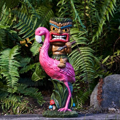 PRICES MAY VARY. 【GREAT FOR OUTDOOR DECOR】Yiosax solar tiki statue ,Great decoration to your garden ,backyard,flowerbed,walkway,patio,lawn,tiki bar party,porch.This little guy is perfect for setting a tiki theme of warmth for your garden or making a Hawaiian themed yard,creating a mesmerizing ambiance and fun in your outdoor space 【AUTO-ON SOLAR DECORATION】This solar tiki statue is very easy to install and use. Simply turn on the switch and place it under the sunlight and let the solar panel wil Tiki Bar Party, Tiki Man, Tiki Statues, Tiki Bars, Tiki Decor, Tiki Bar Decor, Garden Figurines, Flamingo Decor, Outdoor Living Decor