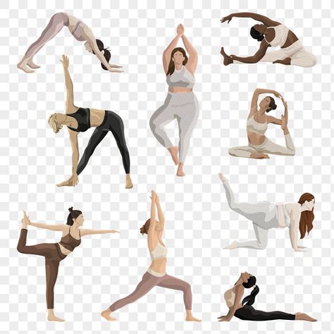 Yoga Poses Illustration, People Doing Yoga, Yoga Png, Vector Illustration People, Art Girl Aesthetic, Women Illustration, Photo Elements, Yoga Illustration, Yoga Aesthetic