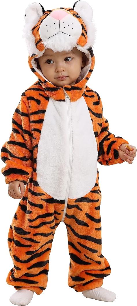 Amazon.com: TONWHAR Infant And Toddler Halloween Cosplay Costume Kids' Animal Outfit Snowsuit (3-6 Months/Height:24"-26",Orange Tiger) : Clothing, Shoes & Jewelry Toddler Tiger Costume, Animal Outfit, Kid Halloween, Tiger Costume, Animal Onesie, Orange Tiger, Toddler Halloween, Romper Jumpsuit