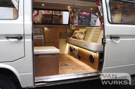 Vw T25 Interior Ideas, Vw T3 Interior, Vw T3 Interior Ideas, T25 Interior, T3 Interior, Cereal Cafe, Vw T3 Camper, Truckbed Camper, Volkswagen Westfalia