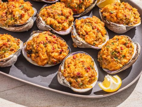 Rhode Island–Style Stuffed Quahog Clams ("Stuffies") Recipe Stuffies Recipe, Stuffed Quahogs, Stuffed Clams, Coastal New England, Green Pastures, Clam Recipes, Stale Bread, Gooey Cheese, Stone Walls