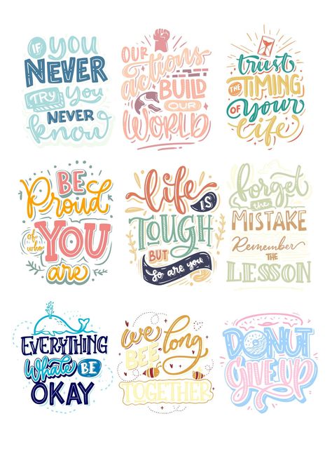 Stickers Images, Digital Stickers For Goodnotes, Digital Stickers Goodnotes, 1 Clipart, Stickers For Goodnotes, Quotes Stickers, Journal Inspiration Writing, Hand Lettering Art, Cute Inspirational Quotes