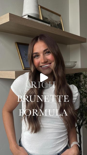 Sydni Jaimes Smith on Instagram: "here it is 🤎✨ @brynnguymon rich brunette color formula 💕  save for your next hair appointment!   #richbrunettes #brunettehaircolor #brunettehairinspo #utahhair #utahhairstylist" Rich Brown Hair Color Formula, Brunnete Hair Dimension, Brownie Batter Hair Color Formula, Blonde To Brunette Formula, Brunette Hair Formulas, Hair Glaze Before And After Brunettes, Wella Color Formulas Brown, All Over Brunette Hair Color, Transition From Blonde To Brunette