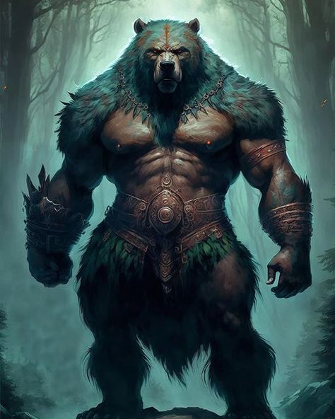 Fantasy Goddess, Bear Character, Fantasy Beasts, Fantasy Monster, Bear Art, Fantasy Artist, Fantasy Rpg, Monster Art, Dnd Characters