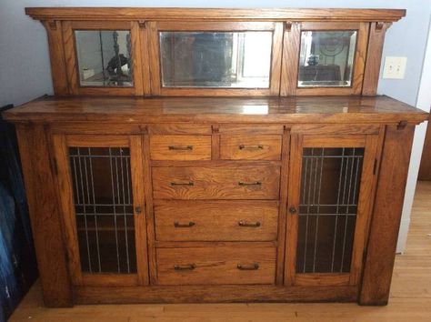 Antique Salvaged Minneapolis Craftsman Built-In Buffet | No. 6 Antique English & European Fine Furniture Auction | K-BID Craftsman Buffet, Buffet Built In, Sketchup Woodworking Plans, Built In Sideboard, Craftsman Dining Room, Built In Buffet, Arts Crafts Style, Craftsman House, Cheap Decor