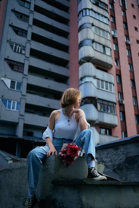 Sitting On A Ledge, Building Photo, Creative Commons Images, Person Sitting, Body Anatomy, Women Yoga, Model Face, City Wallpaper, Close Image