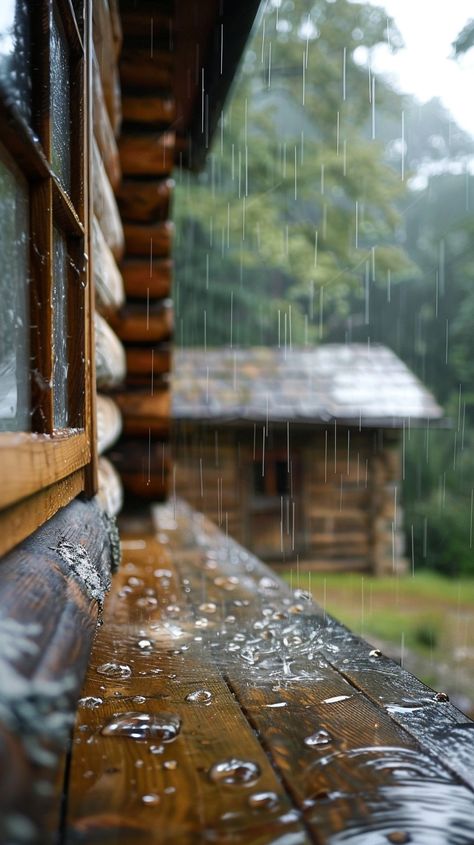 Rainy Wooden #Cabin: The #rain pours down on the #wooden deck of a cozy #cabin nestled in a lush #forest. #rainfall #cabinvibes #woodwork #woodland #wetweather #artificialintelligence #digitalart #photography #naturephotography #photodownload ⬇️ Download and 📝 Prompt 👉 https://stockcake.com/i/rainy-wooden-cabin_927532_901687 Cabin In The Forest Aesthetic, In The Forest Aesthetic, Log Cabin Aesthetic, The Forest Aesthetic, Rainy Forest, Cabin In The Forest, Cabin Aesthetic, Wooden Cabin, Forest Aesthetic