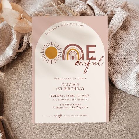 $2.09 | Boho Isn't She Onederful 1st Birthday Arch #cream warm boho terracotta beige, watercolor, 1st birthday, baby girl, kids birthday, sunshine, rainbow, boho arch invitation, isn't she lovely wonderful, onederful Isn't She Wonderful Birthday Party, Isnt She Lovely First Birthday, Isn’t She Lovely Isnt She Wonderful, Isn’t She Wonderful 1st Birthday, Isn’t She Onederful, Isnt She Onederful Birthday Theme, Onederful Birthday Party Girl, Isn't She Onederful Birthday, Isn't She Onederful