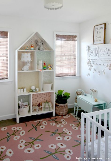 Large Doll House, Reading Nook Closet, Dollhouse Bookshelf, Dollhouse Bookcase, Large Dolls House, Fabric Covered Walls, Diy Doll House, Baby Doll Nursery, House Shelves