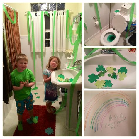 St. Patrick's Day Pranks Cheap & easy leprechaun tricks for small children. Easy Leprechaun Tricks, Leprechaun Traps Ideas For Kids, Leprechaun Traps Ideas, Sant Patrick, Leprechaun Tricks, Lucky The Leprechaun, Pranks For Kids, St Patrick Day Treats, St Patricks Crafts