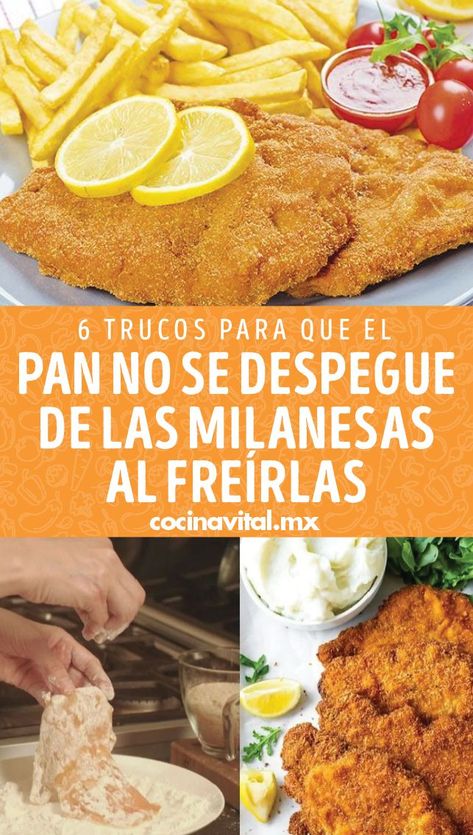 Si lo que quieres es lograr una milanesa perfectas, debes aplicar estros trucos para freír milanesas y evitar que el pan se despegue mientras las cocinas. Mexican Dishes, Tex Mex, Kitchen Recipes, Quick Meals, Mole, Free Recipes, No Se, Free Food, Tacos