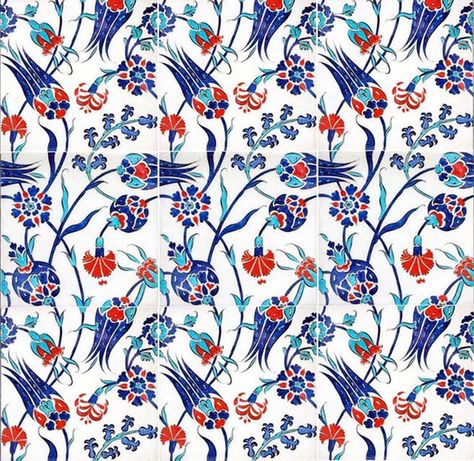 iznik tile backsplash - too busy? Islamic Tiles, Iznik Tile, Turkish Tile, Turkish Tiles, Arabesque Pattern, Turkish Ceramics, Hand Painted Tiles, Turkish Art, Islamic Design