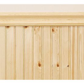 EverTrue 2-11/18' Stain Grade Pine V-Groove Plank Paneling $10.79 for package of 3.5 feet. Lowe's item #0112888 Paneling Dining Room, Mudd Room Ideas, Pine Wainscoting, Old Kitchen Cabinets, Stain On Pine, House Dining Room, Stair Railing Design, V Groove, Wall Panelling