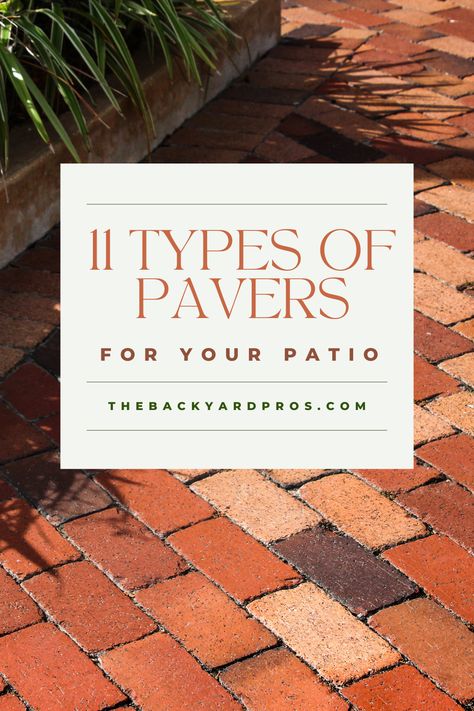 Pave the way to patio perfection with our guide to 11 stunning types of pavers! From classic elegance to contemporary flair, explore the diverse options to elevate your outdoor space. Uncover the ideal paver for your style and transform your patio into a haven of beauty and durability. Ready to step into a world of possibilities? Let's start paving! 🏡✨ #PatioDesign #PaverParadise #OutdoorLiving Diy Outdoor Pavers, Paver Patterns Walkways, Clay Pavers Patio, Belgard Dimensions Pavers, Octagon Pavers, Backyard Patio Paver Ideas, Easy Paver Patio Ideas Diy, Backyard Landscaping Pavers, Outdoor Paver Patio Ideas