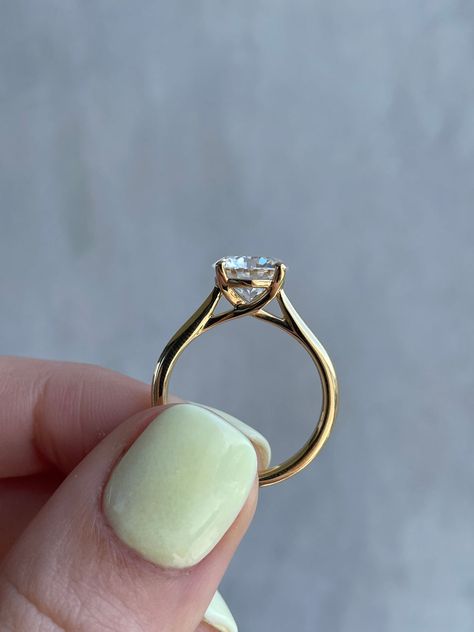 Round Engagement Rings Cathedral, Cathedral Set Oval Engagement Ring, Solitaire Ring And Band, Trellis Setting Engagement Ring, Hidden Detail Engagement Ring, Simple Wedding Ring Gold, Round Gold Solitaire Engagement Ring, Cathedral Setting Engagement Ring Round, Gold Band Solitaire Engagement Ring