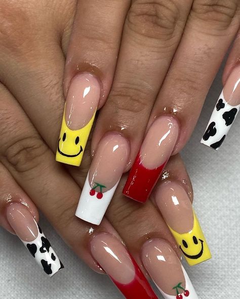 Nail Trend, Cherry Nails, Drip Nails, Edgy Nails, Cute Acrylic Nail Designs, Simple Acrylic Nails, Dope Nail Designs, Long Acrylic Nails Coffin, Asap Rocky