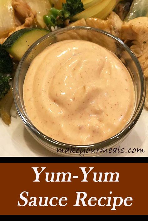 Japanese Steakhouse Yum Yum Sauce Recipe. Takes less than 5 minutes to prepare! #yumyumsauce #hibachi #japanesesteakhouse #saucerecipes #makeyourmeals Panini Vegetarian, Yum Sauce Recipe, Yum Yum Sauce Recipe, Hibachi Recipes, Sandwiches And Wraps, Yum Sauce, Japanese Steakhouse, Yum Yum Sauce, Vegetarian Sandwich